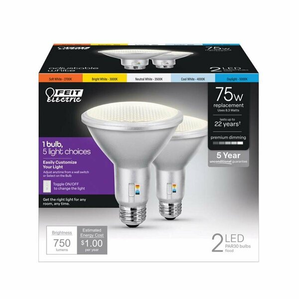 Cling 75W Enhance Par 30 E26 LED Bulb - White, 2PK CL3313779